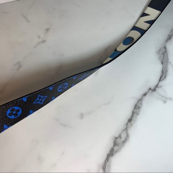 Louis Vuitton Bag Strap Black/Blue Race Collection Shoulder Bandouliere Monogram - Picture 9 of 10